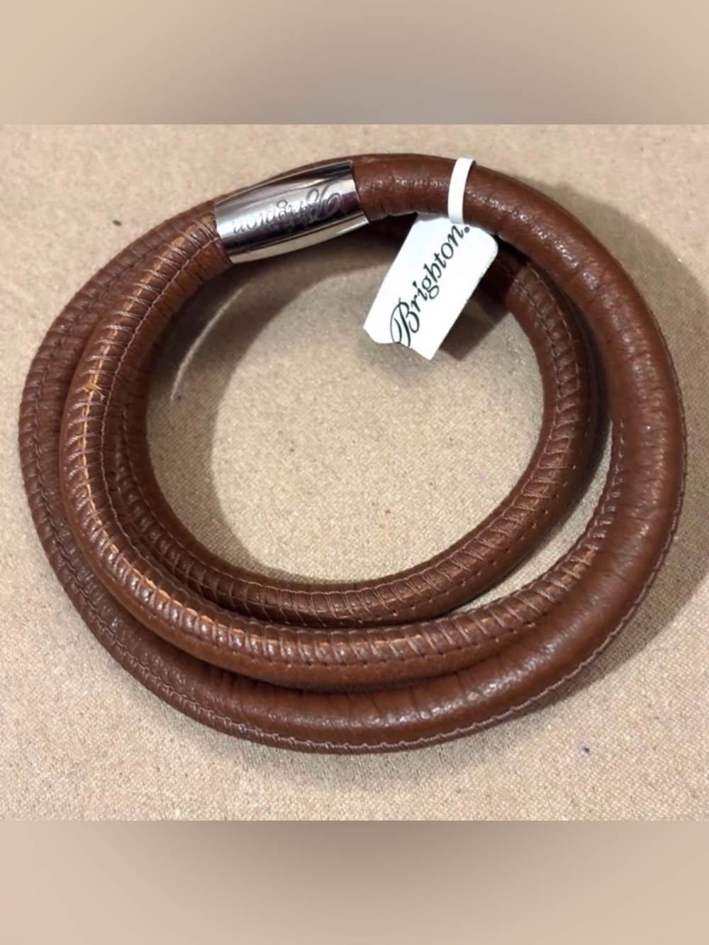 🆕 Brighton Triple Woodstock leather bracelet Brown Fits beads & charms